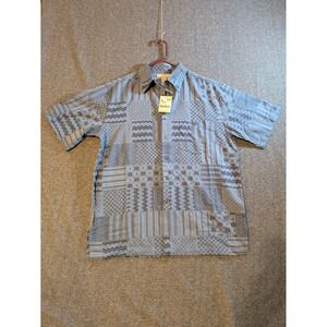 Kona Kai Shirt Mens NEW Blue Hawaiian  M Silk Blend Short Sleeves Front Pocket
